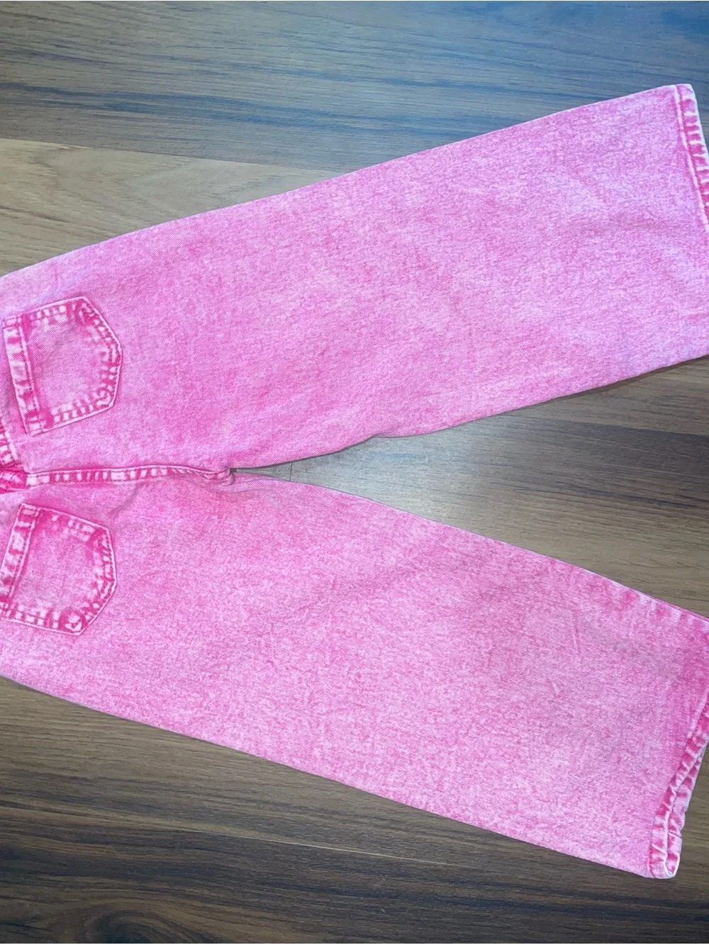 SHEIN Pink Rhinestone Heart Straight-Leg Jeans
